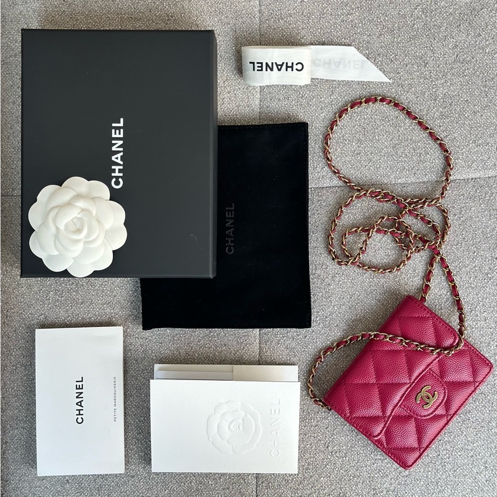 Chanel Pink CARD HOLDER ON CHAIN